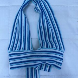 Blue and White Striped Scarf